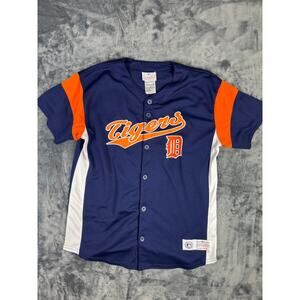 Detroit Tigers Juniors MLB Jersey Colorblock Button-Up Large Genuine Merchandise